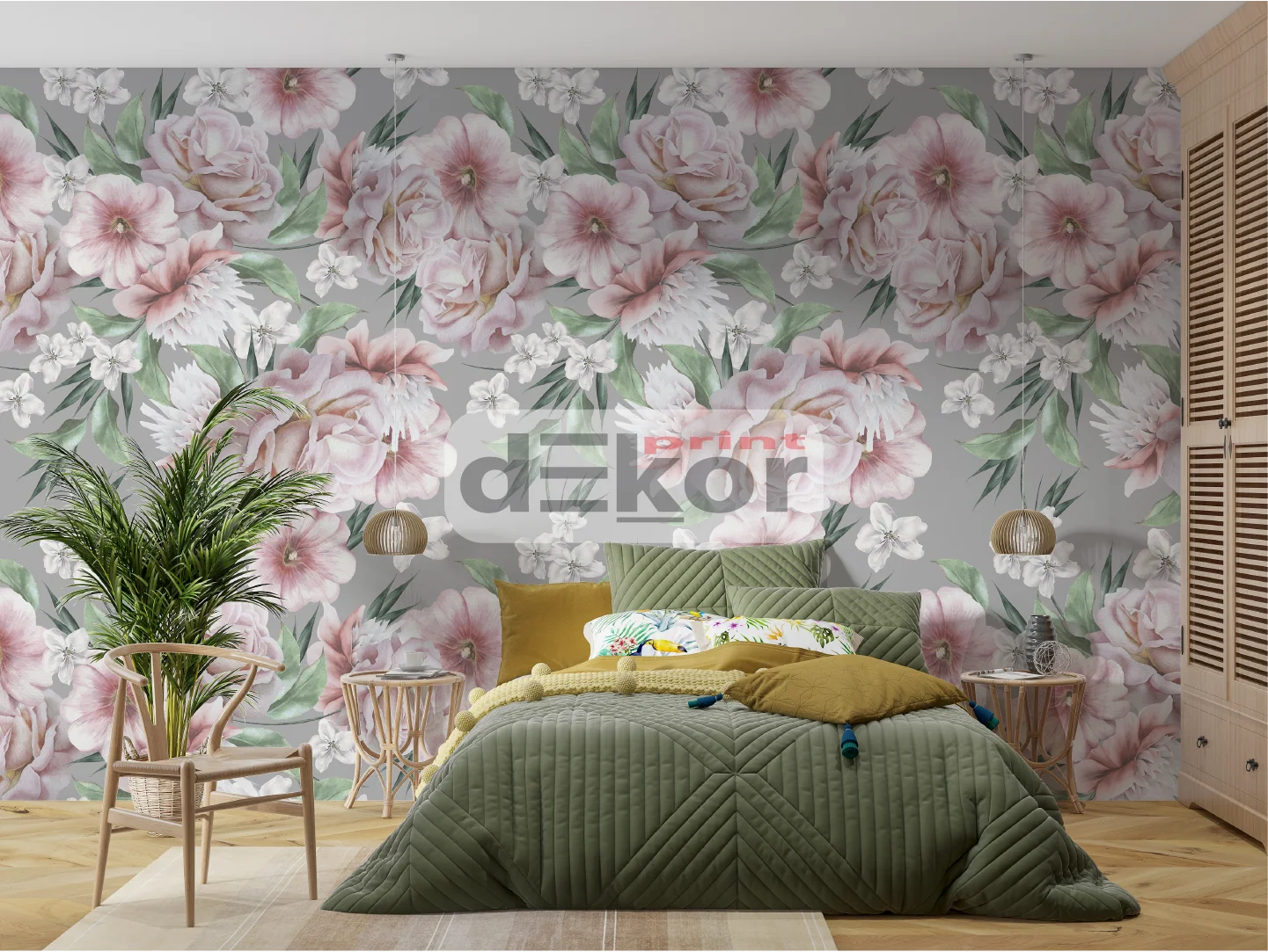 Ružičasti cvjetovi sa sivom pozadinom